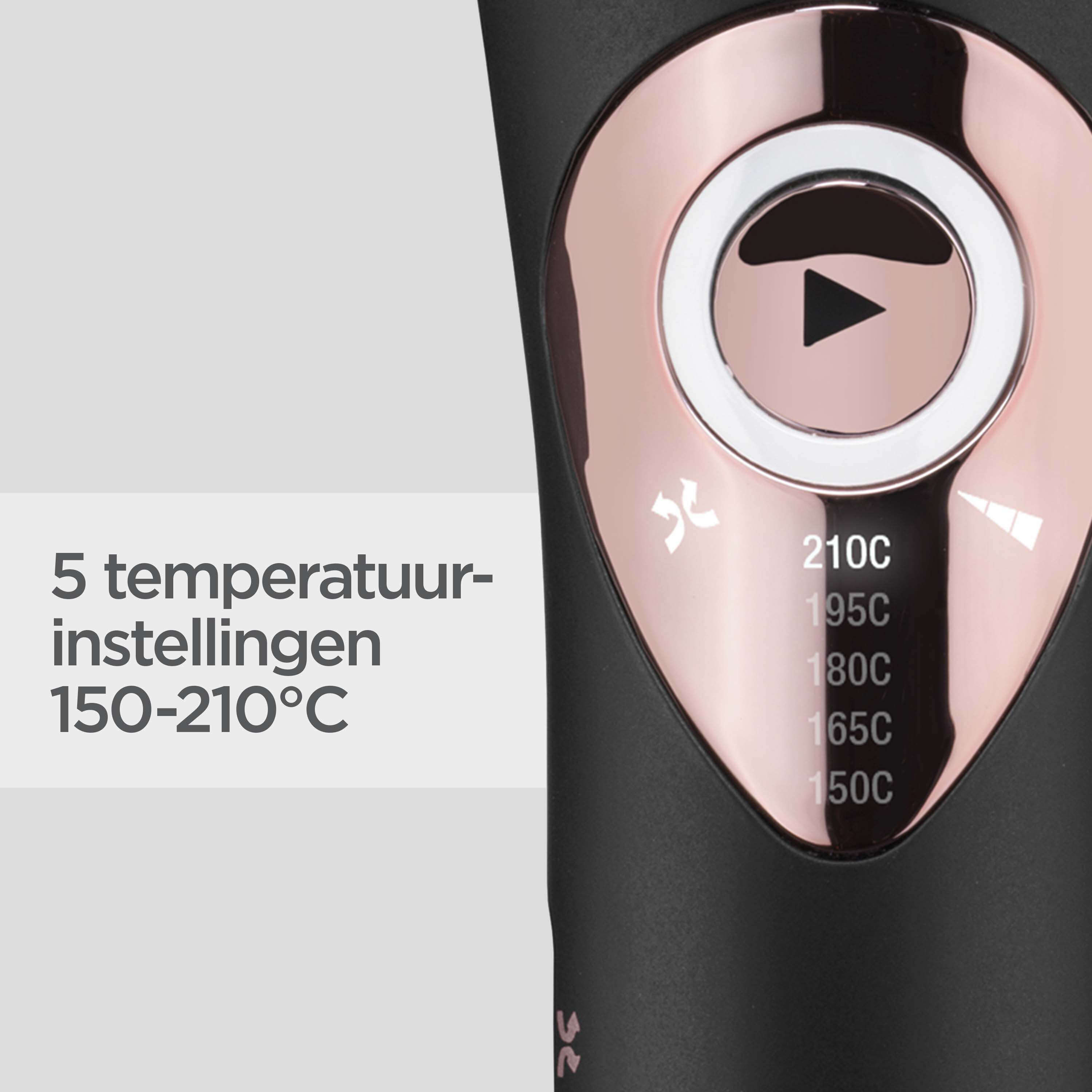 5 temperatuurinstellingen 150-210&deg;C